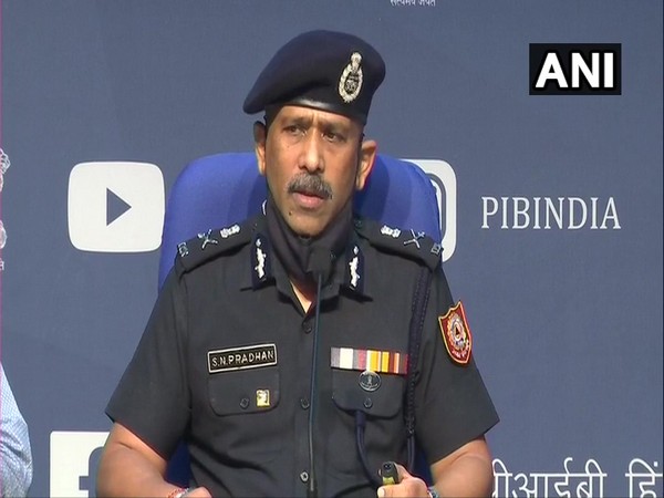 NDRF chief SN Pradhan addressing a press conference in New Delhi on Wednesday.