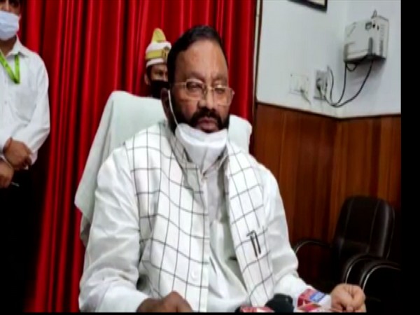 Swami Prasad Maurya speaking to reporters in Lucknow on Tuesday. 
