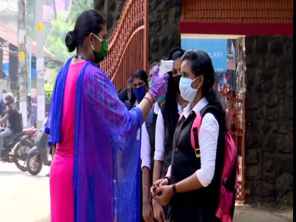 Students undergoing screening at VHSS Manacaud High School. (Photo/ANI)