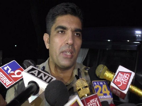 Akash Kulhari, Senior Superintendent of Police Aligarh, speaking to media persons on Tuesday night. (Photo/ANI)