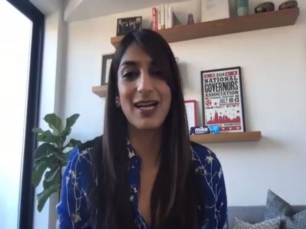 Sabrina Singh, Press Secretary to Senator Kamala Harris, speaking to ANI in a virtual interaction on Thursday (local time). Photo/ANI