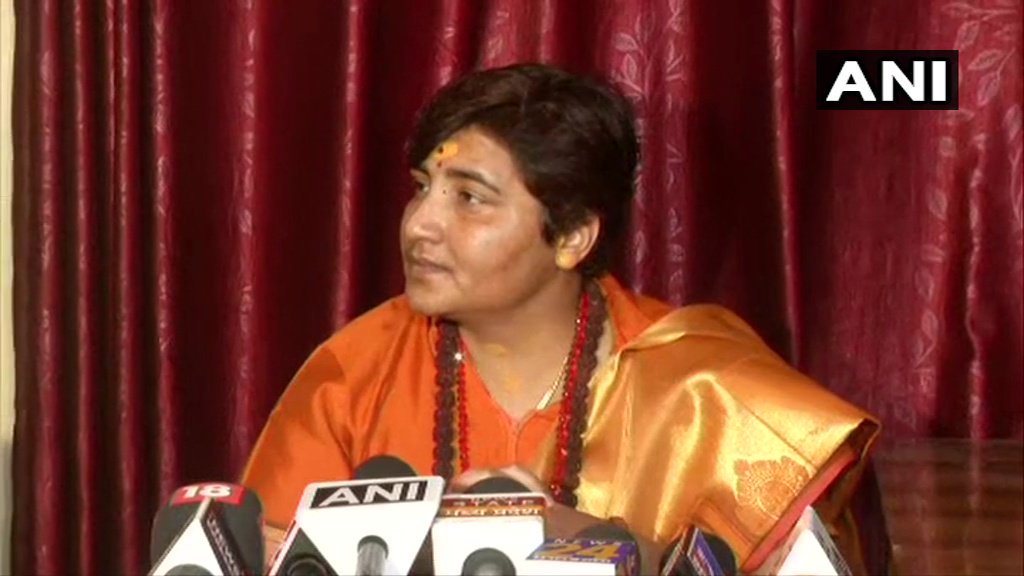 Sadhvi Pragya Singh Thakur while speaking to media persons in Madhya Pradesh's  Bhopal  on Sunday. Photo/ANI