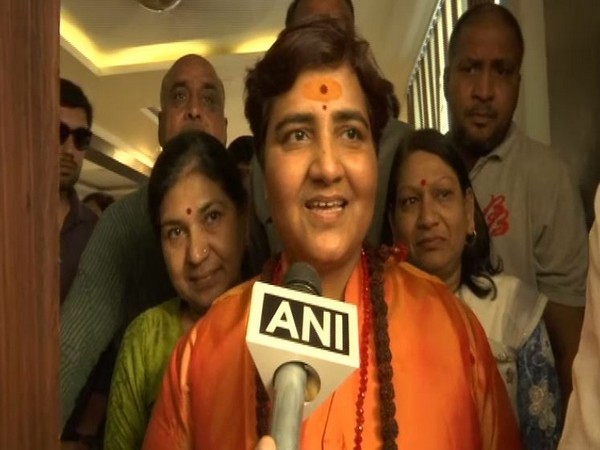 Sadhvi Pragya Thakur speakig to media after her name was announced from Bhopal constituency.