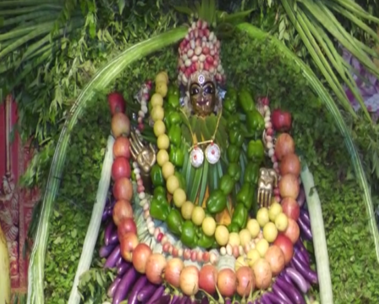 Goddess Sakambari decorated with vegetables in Kanakdurga temple