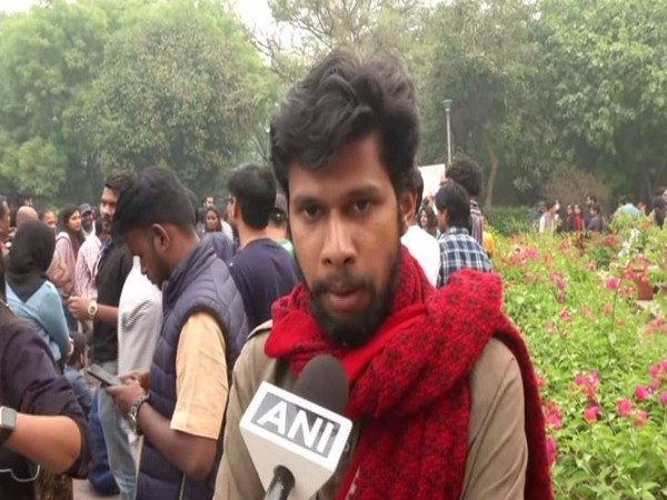 JNU Students' Union Vice-President Saket Moon speaking to ANI in New Delhi on Wednesday. Photo/ANI