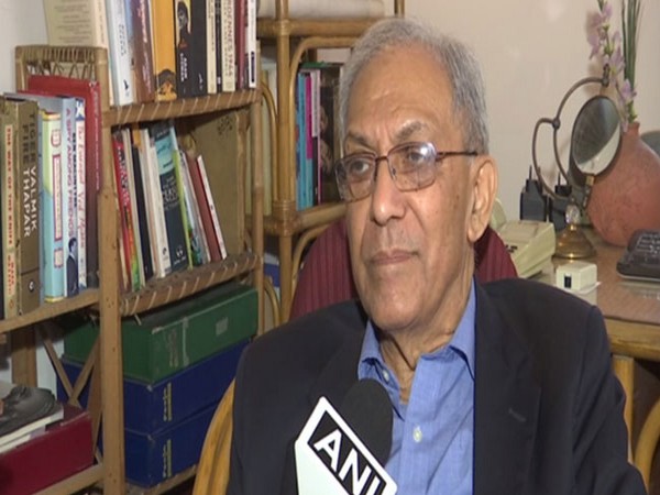 Former foreign secretary Salman Haider speaking to ANI in New Delhi.