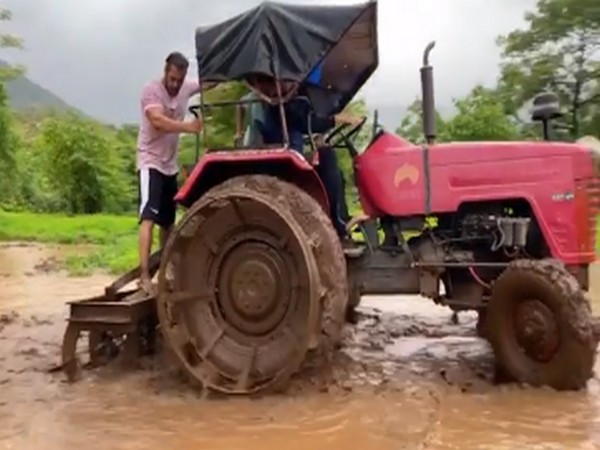 Salman Khan ploughing a field at his Panvel farmhouse (Image Source: Instagram)