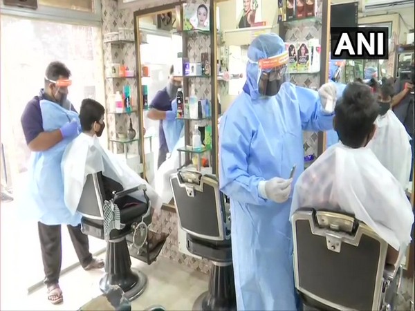A salon in Ghatkopar, Mumbai which reopened on Sunday. (Photo/ANI)