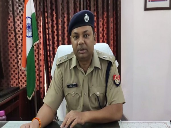 Sambhal SP Yamuna Prasad speaking to reporters on Friday. Photo/ANI