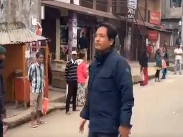 Meghalaya Chief Minister Conrad Sangma at a market in Shillong on Friday. Photo/ANI