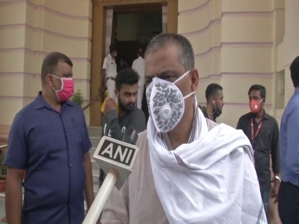 Bihar Minister Sanjay Jha talking to ANI in Patna on Wednesday. Photo/ANI