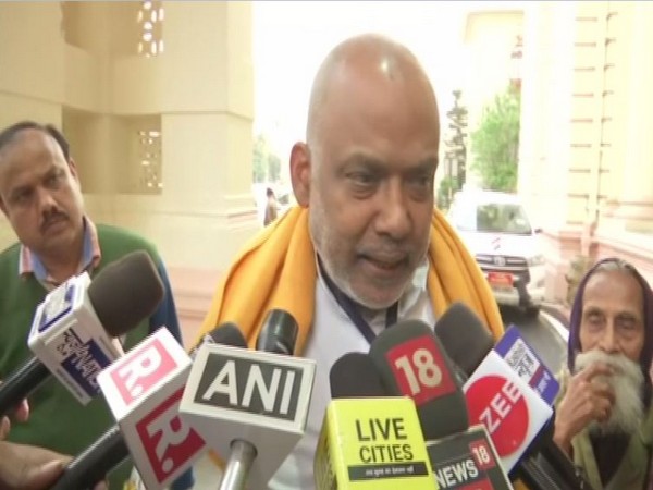 BJP leader Sanjay Paswan speaking to reporters in Patna on Wednesday. Photo/ANI