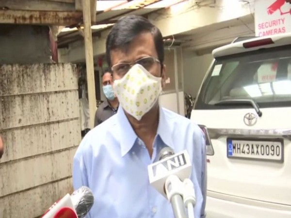 Shiv Sena leader and Rajya Sabha MP Sanjay Raut talking to reporters on Tuesday. [Photo/ANI]
