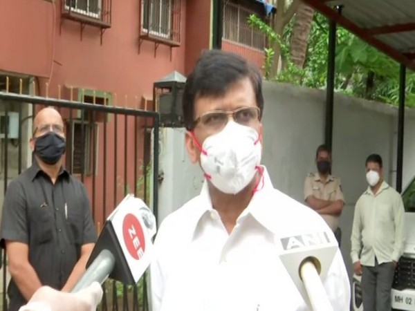 Shiv Sena MP Sanjay Raut speaking to reporters on Tuesday. [Photo/ANI]