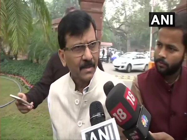 Shiv Sena MP Sanjay Raut speaking to reporters in New Delhi on Wednesday. Photo/ANI