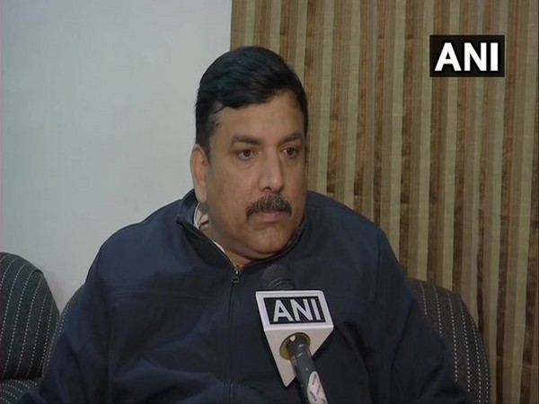 AAP leader Sanjay Singh talking to ANI in New Delhi. Photo/ANI