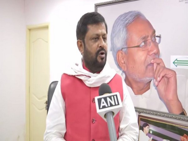 JDU leader Sanjay Singh talking to ANI in Patna on Wednesday. Photo/ANI