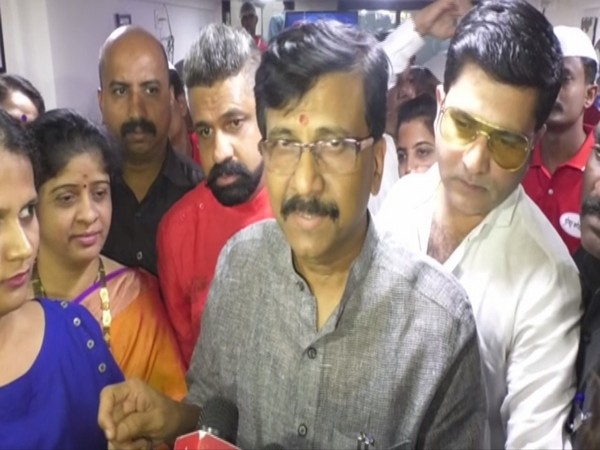 Shiv Sena leader Sanjay Raut talking to reporters in Navi Mumbai on Friday. Photo/ANI