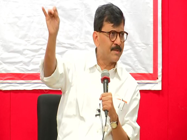 Shiv Sena MP Sanjay Raut speaking to mediapersons in Pune on Saturday. Photo/ANI