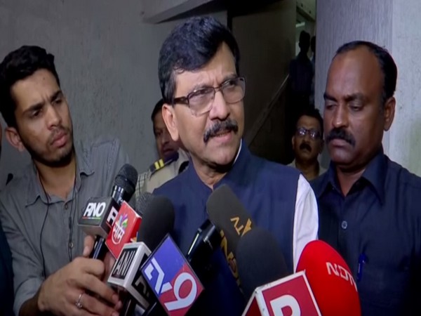 Senior Shiv Sena leader Sanjay Raut talking to reporters in Mumbai on Saturday. Photo/ANI