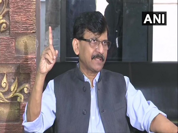 Shiv Sena leader Sanjay Raut speaking to reporters in Mumbai on Saturday.