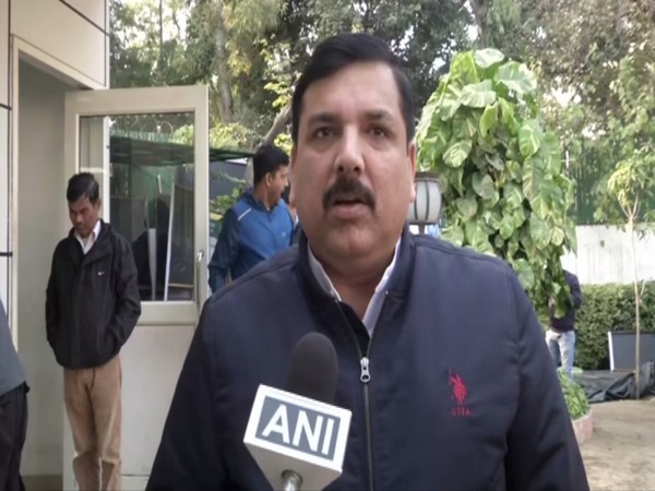 AAP MP Sanjay Singh talking to ANI in New Delhi on Friday. Photo/ANI