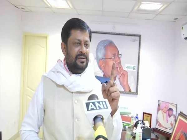 JDU leader Sanjay Singh speaking to ANI in Patna on Tuesday. (Photo/ANI)