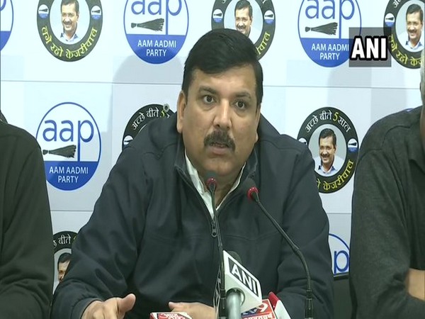 Aam Aadmi Party (AAP) leader Sanjay Singh speaking to reporters on Saturday. Photo/ANI