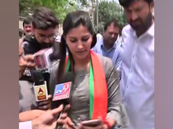 Newly inducted member of BJP Sapna Choudhary while speaking to media persons in New Delhi on Sunday. Photo/ANI