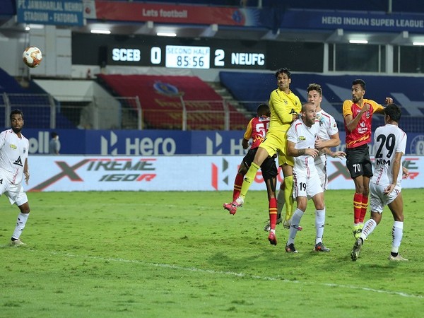 Sarthak Golui struck late but it wasn't going to be enough as NEUFC sealed the match comfortably (Image: ISL)