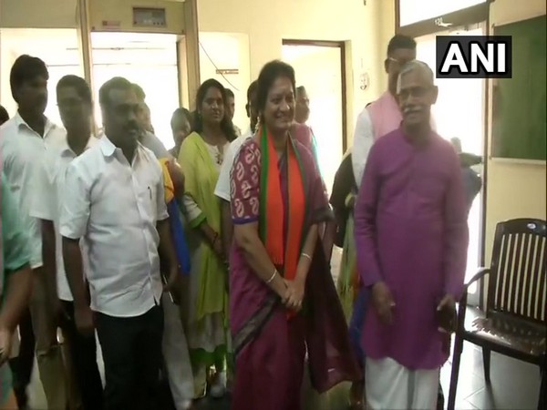 Rajya Sabha MP from Tamil Nadu Sasikala Pushpa, after joining Bhartiya Janta Party (BJP) in Chennai on Saturday.