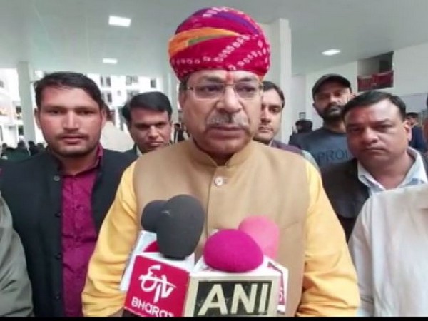 Rajasthan unit BJP president Satish Punia speaking to reporters in Sikar on Sunday. Photo/ANI