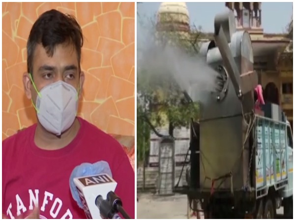 Shashi Ranjan, co-founder and director of PerSapiens Innovations, speaking to ANI. Airlens Minus Corona machine desanitizing a public place