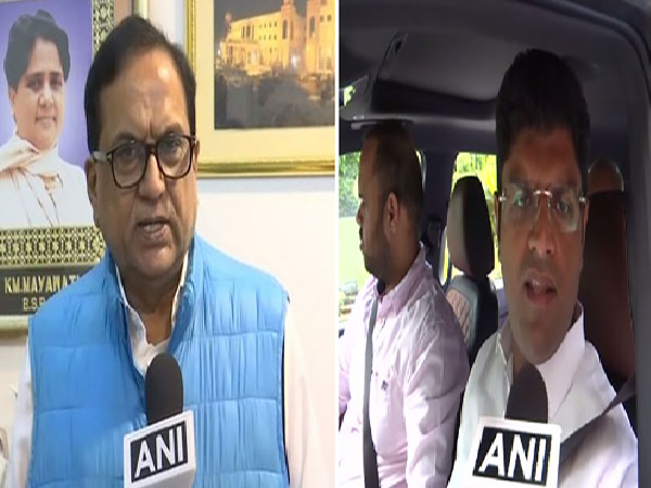 BSP leader Satish Chandra Mishra (Left) and JJP leader Dushyant Chautala (Right). Photo/ANI