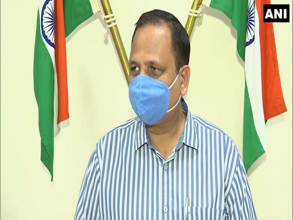 Delhi Health Minister Satyendar Jain speaking to reporters in New Delhi on Friday. Photo/ANI