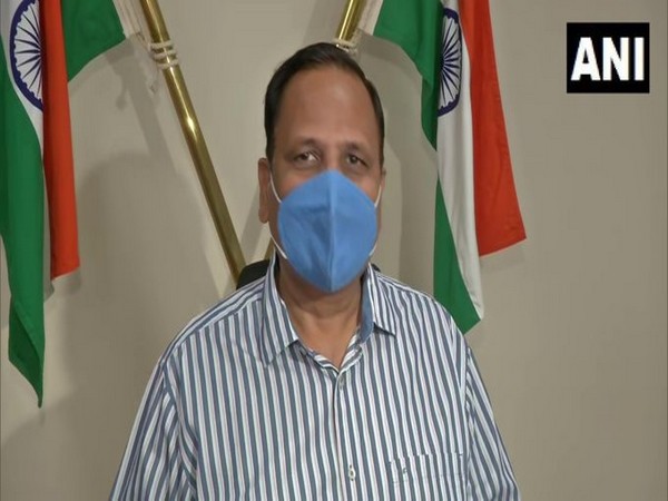 Delhi Health Minister Satyendar Jain speaking on Wednesday. photo/ANI