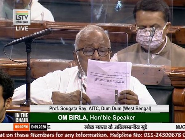 TMC MP Saugata Ray speaking in the Lok Sabha on Saturday. [Photo/LS TV]