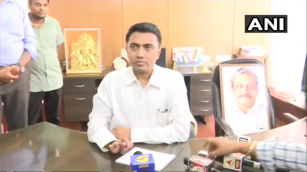 Goa CM Pramod Sawant taking charge of his office on Tuesday in Panaji, Goa.
