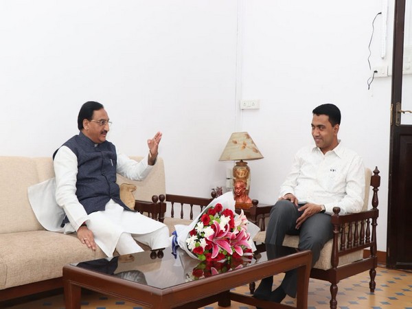 Goa CM Pramod Sawant meets HRD minister Ramesh Pokhriyal (Photo courtesy- Twitter/Pramodsawant)