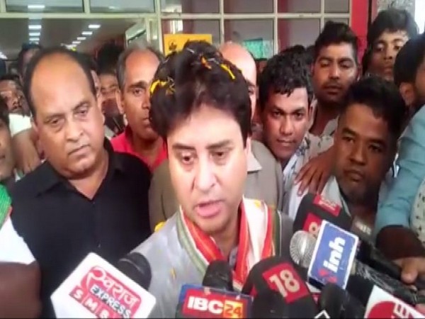 Congress general secretary Jyotiraditya Scindia speaking to reporters in Gwalior, Madhya Pradesh on Wednesday.