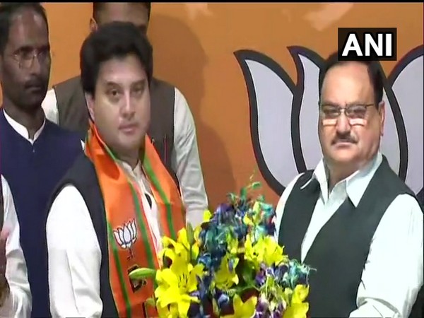 Jyotiraditya Scindia joins BJP at party headquarters in New Delhi.