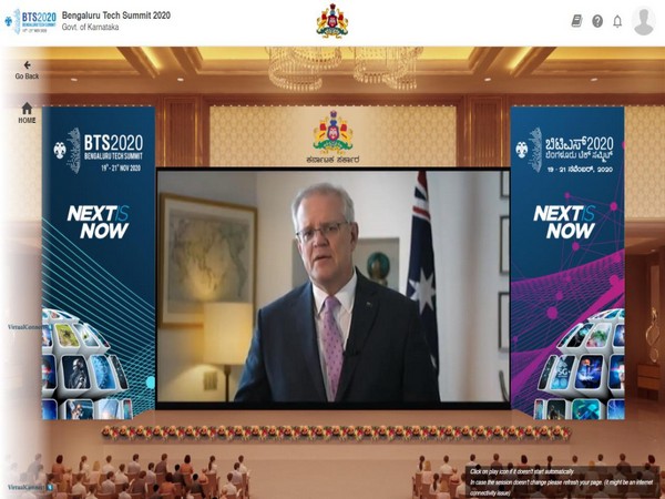 Australian Prime Minister Scott Morrison speaking at the Bengaluru Tech Summit. (Photo credit: Twitter/Bengaluru Tech Summit)