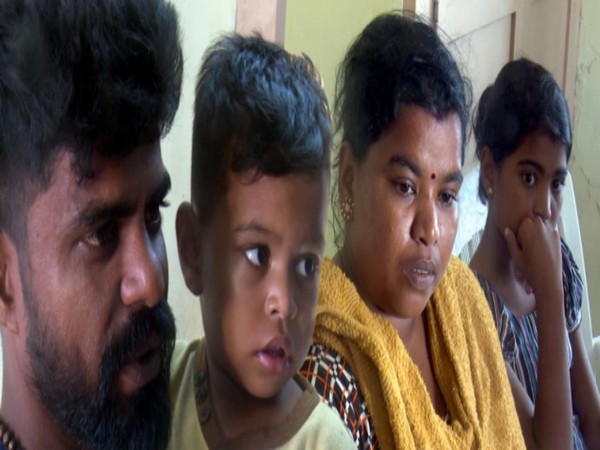 A family of four who arrived in Rameswaram from Mannar, Sri Lanka (Photo/ANI)