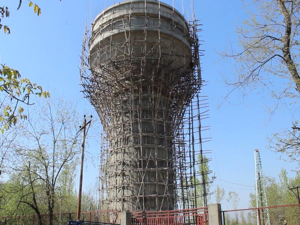 The under-construction water tank in Brenti Bat Pora, Anantnag, Jammu and Kashmir