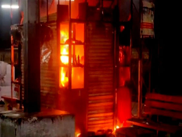 Fire broke out at a canteen at Moradabad Railway Station (Photo/ANI)