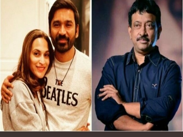 Filmmaker Ram Gopal Varma and actor Dhanush with Aishwaryaa (Image source: Twitter)