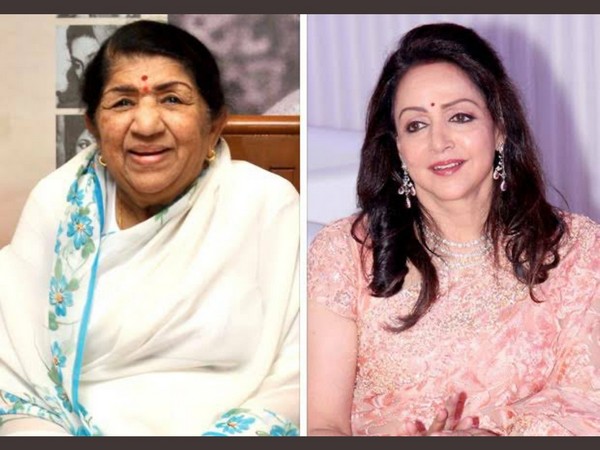 Hema Malini and late Lata Mangeshkar (Image source: Twitter)