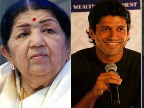 Farhan Akhtar and late Lata Mangeshkar (Image source: Twitter)