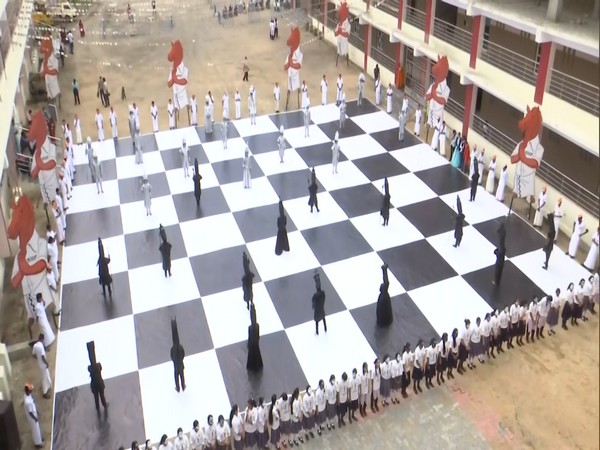 A 6400 sq ft mammoth Chess board erected on the inaugural event of the 44th edition of the Chess Olympiad taking place in Chennai