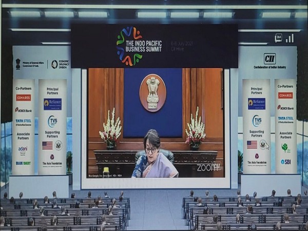 MEA Secretary (East) Riva Ganguly Das addressing the Special Session of the 1st edition of the Indo-Pacific Business Summit (Twitter/Arindam Bagchi)